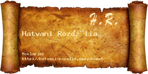 Hatvani Rozália névjegykártya